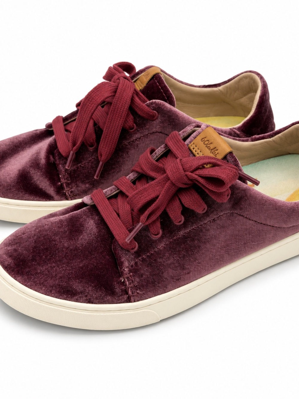 OluKai Pehuea Li Lanui Velvet Sneakers Women’s 10 Red Ginger Burgundy Shoes